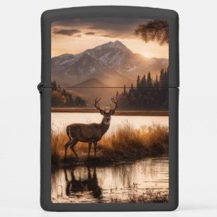 Huge Racked Deer on Mountain Lake Zippo Lighter