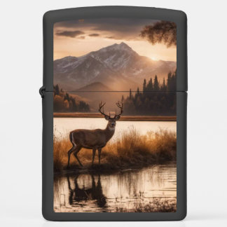 Huge Racked Deer on Mountain Lake Zippo Lighter