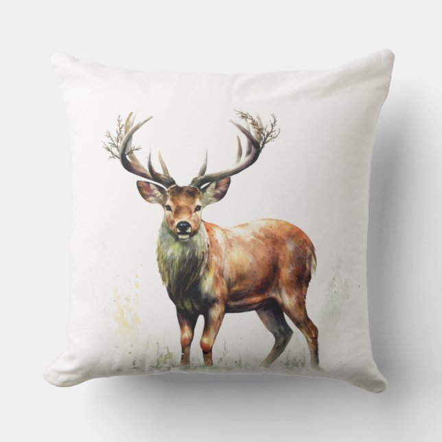 Huge Racked Deer  Outdoor Pillow (Front)