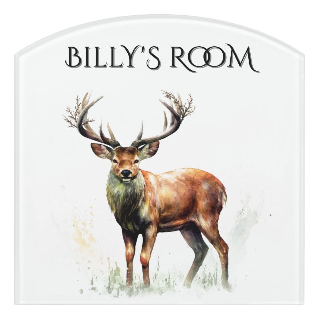 Huge Racked Deer Personal Text Door Sign (Contour Front)