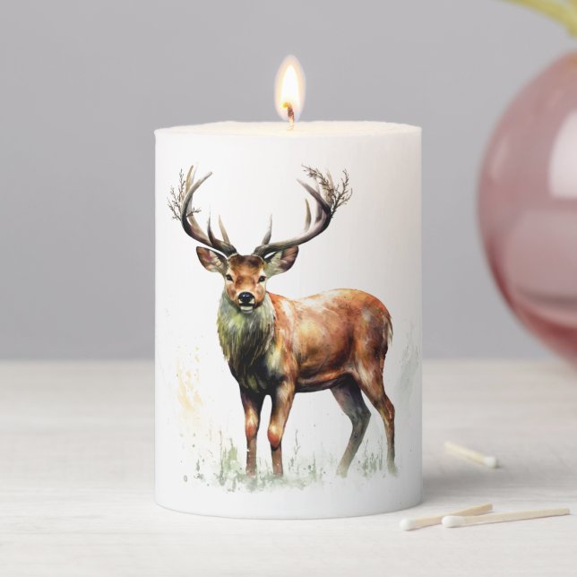Huge Racked Deer  Pillar Candle (In Situ)