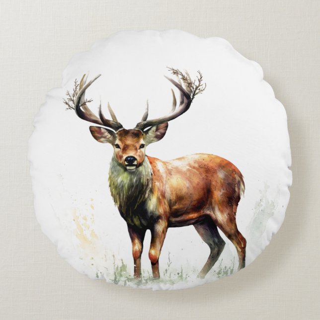 Huge Racked Deer  Round Pillow (Front)