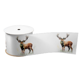 Huge Racked Deer Satin Ribbon