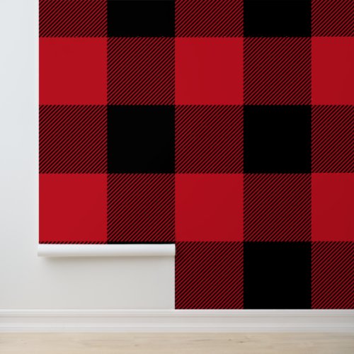 Huge Red and Black Buffalo Plaid Wallpaper
