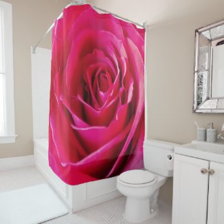 Huge Red Rose Closeup Print Shower Curtain