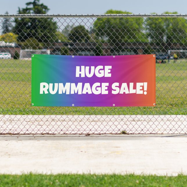 Huge Rummage Sale Rainbow Banner (Insitu)