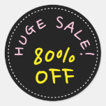 [ Thumbnail: "Huge Sale!" "80% Off" Round Sticker ]