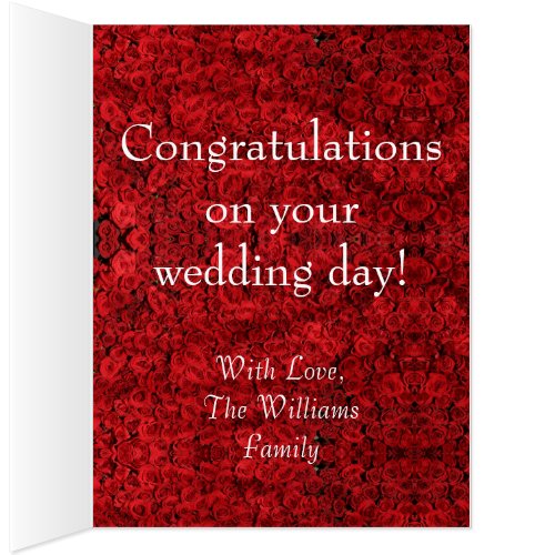 Huge Wedding Day Congratulations Roses Floral Card