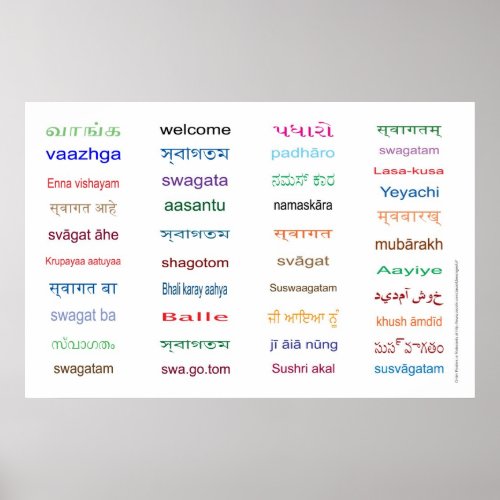 Huge Welcome in Languages of India _ 5 Sizes  Poster