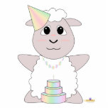 Huggable Pastel Birthday White Sheep Statuette<br><div class="desc">This cute anime-ish white sheep loves to dress up and is wearing a pastel birthday costume. The birthday costume has a colorful pastel party hat,  necklace and birthday cake with one candle.</div>
