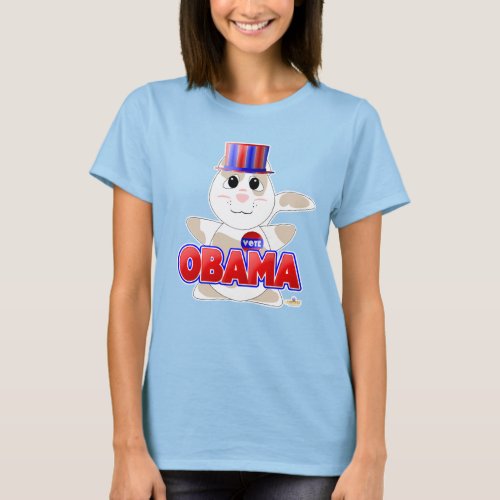 Huggable Voting Tan Cat Red Obama T_Shirt