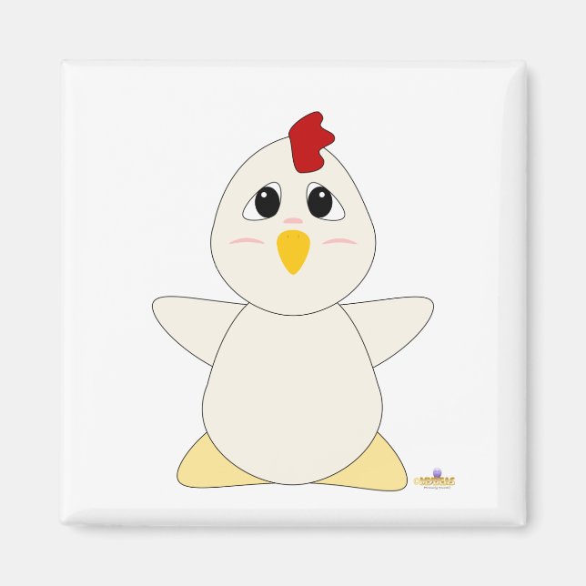 Huggable White Chicken Magnet (Front)