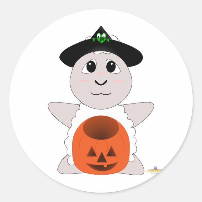 Huggable Witch White Sheep Classic Round Sticker (Front)