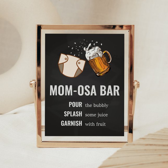 Huggies and Chuggies Baby Shower Mom Osa Bar Poster (Beer And Diaper Baby is Brewing Baby Shower Mom Osa Bar Sign)
