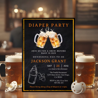 Huggies and Chuggies Beer Diaper Party Baby Shower Invitation