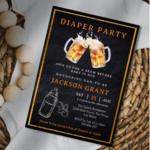 Huggies and Chuggies Beer Diaper Party Baby Shower Invitation