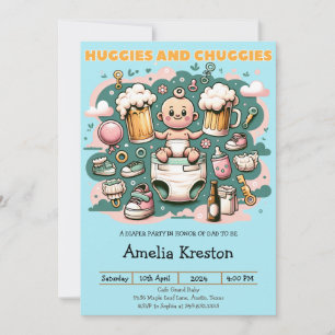 Huggies and Chuggies Cheers to Fatherhood Invitation
