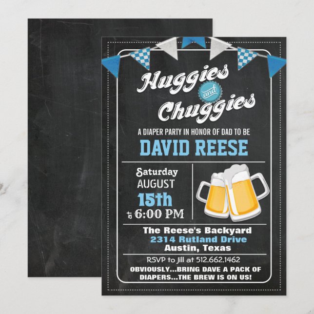 Huggies and Chuggies Dad Diaper Party Invitation (Front/Back)