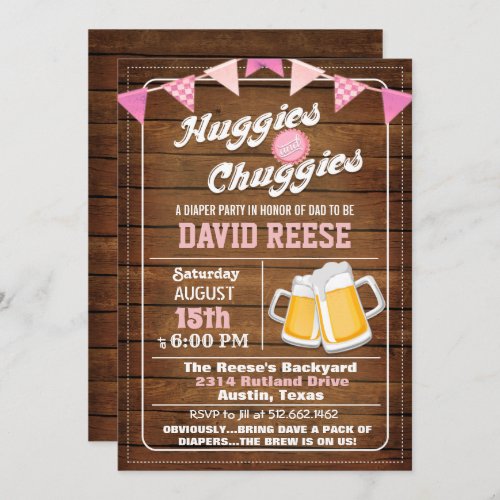 Huggies and Chuggies Dad Diaper Party Invitation