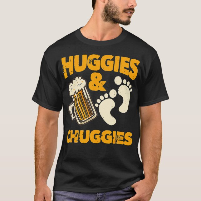 Huggies and Chuggies  Funny Future Father Party T-Shirt (Front)