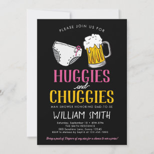 Huggies and Chuggies Girl Baby Shower Invitation