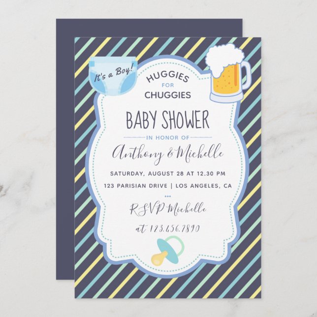 Huggies for Chuggies Diaper Party invitation (Front/Back)