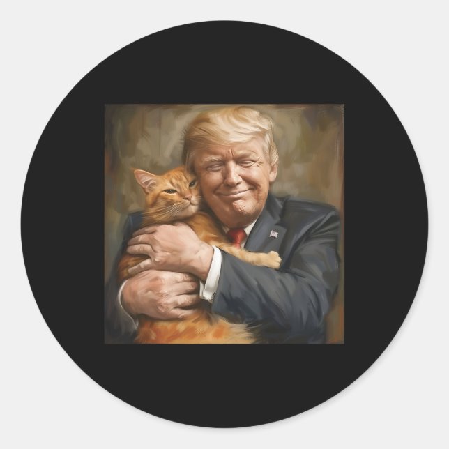 Hugging An Orange Cat 2024  Classic Round Sticker (Front)