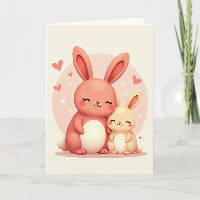 Hugging Bunnies Mothers Day Card (Front)