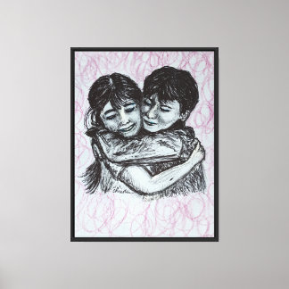 Hugging canvas print