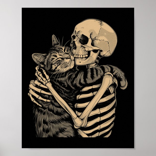 Hugging Cat Halloween Cat Lover Cat Mom Dad  Poster (Front)