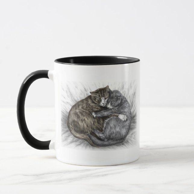 Hugging Cats Sleeping Mug (Left)