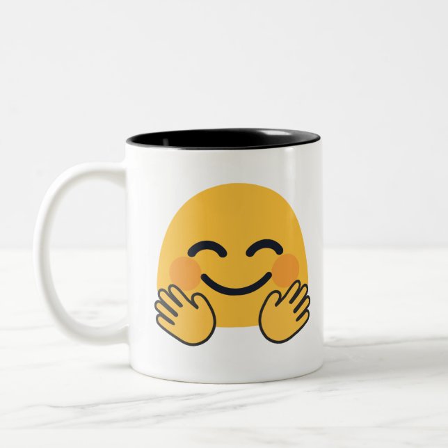 Hugging Emoji Two-Tone Coffee Mug (Left)