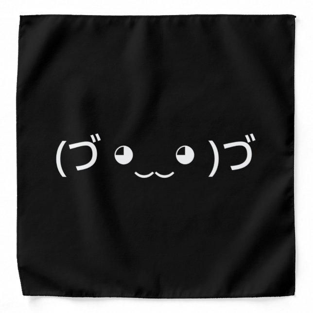 Hugging Emoticon (づ ◕‿‿◕ )づ Japanese Kaomoji Banda Bandana (Front)