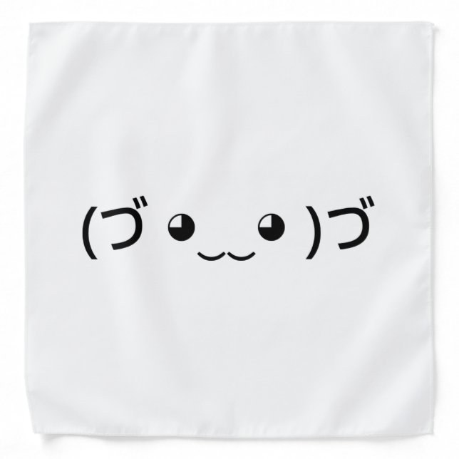 Hugging Emoticon (づ ◕‿‿◕ )づ Japanese Kaomoji Bandana (Front)
