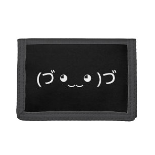 Hugging Emoticon (づ ◕‿‿◕ )づ Japanese Kaomoji Trifo Trifold Wallet