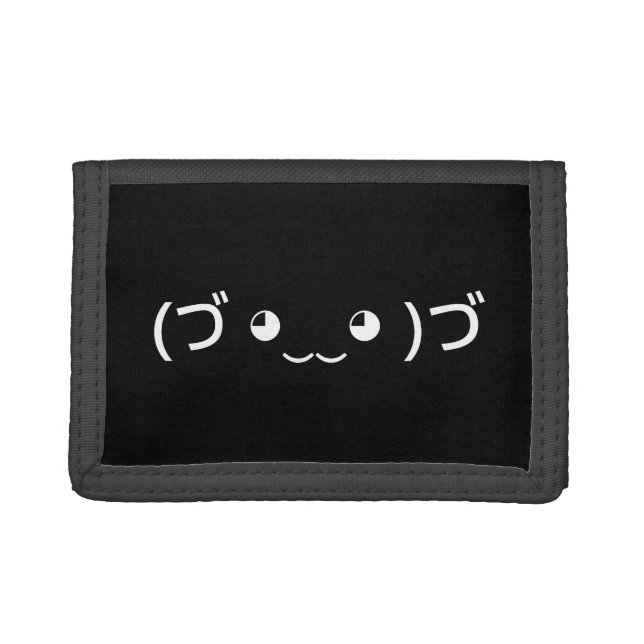 Hugging Emoticon (づ ◕‿‿◕ )づ Japanese Kaomoji Trifo Trifold Wallet (Front)