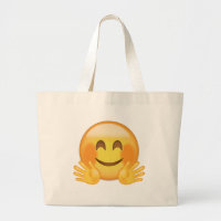 Hugging Face Emoji Large Tote Bag