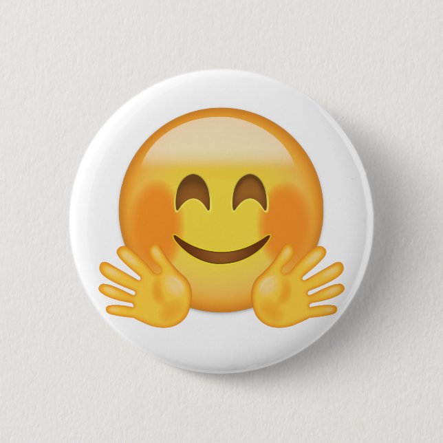 Hugging Face Emoji Pinback Button (Front)