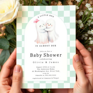 Hugging Ghost Couple Baby Shower Invitation