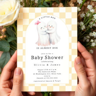 Hugging Ghost Couple Baby Shower Invitation