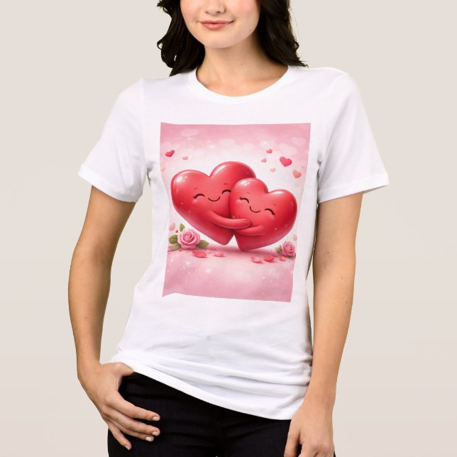 Hugging Hearts T-Shirt | Romantic Love Shirt with  (Front)