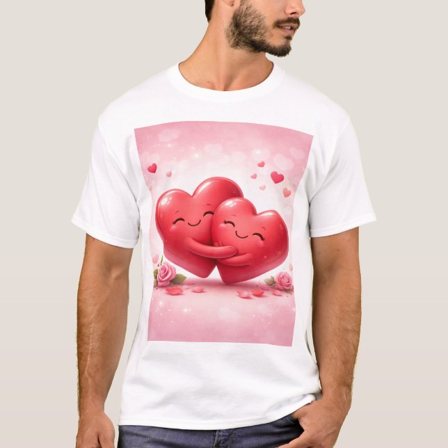 Hugging Hearts T-Shirt | Romantic Love Shirt with  (Front)
