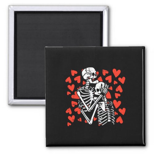 Hugging Hearts Valentines Day Cute Bones Skull Lov Magnet