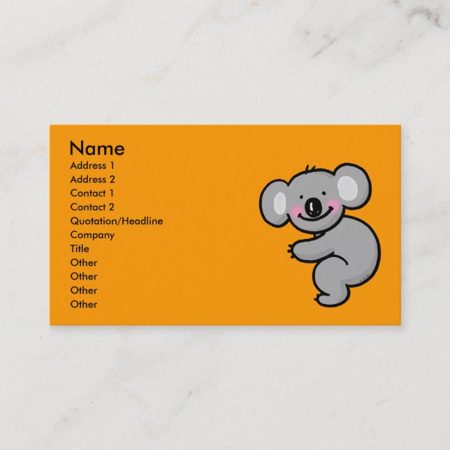 Hugging Koala bear Business Card (Front)