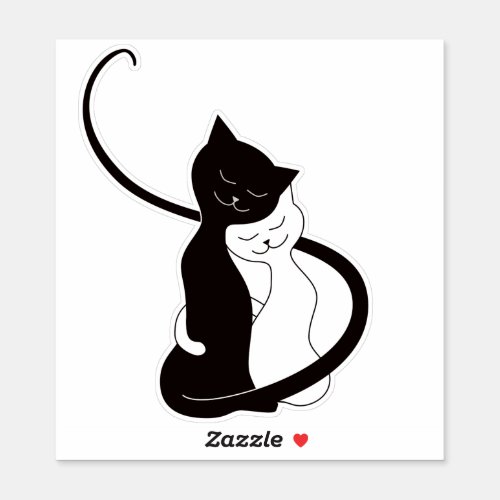 Hugging Love Cats Sticker