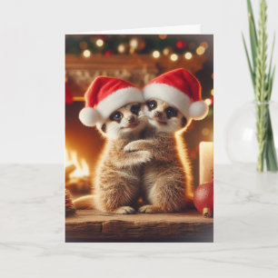 Hugging Meerkats Christmas Card
