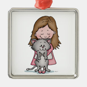 Hugging my Kitten - Design for Cat Lovers Metal Ornament
