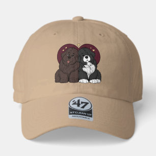Hugging Newfoundland Dog Puppies 47 Brand Hat