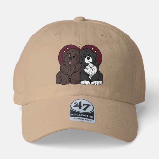 Hugging Newfoundland Dog Puppies 47 Brand Hat (Front)