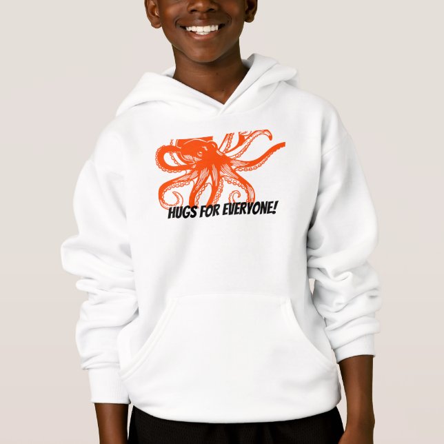 Hugging orange Octopus  Hoodie (Front)